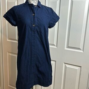 J Crew Blue Polka Dot Shift Dress S Simple Ele